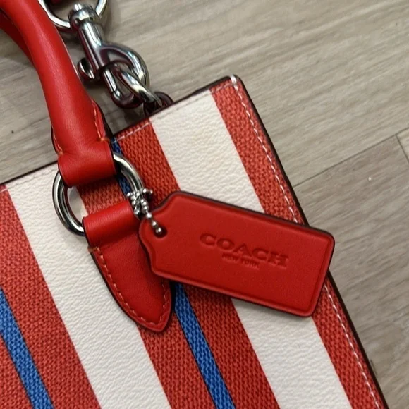 CoachDYLAN TOTE BAG WITH STRIPE PRINT